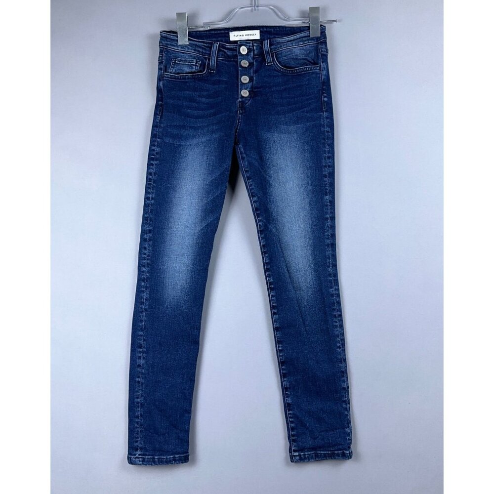 Flying Monkey Skinny Jeans Womens Size 25 Button Fly Y2581 Medium Wash Blue